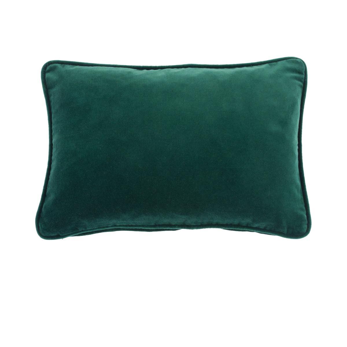 Clara Cotton Velvet Rectangle Cushion Emerald – image 1