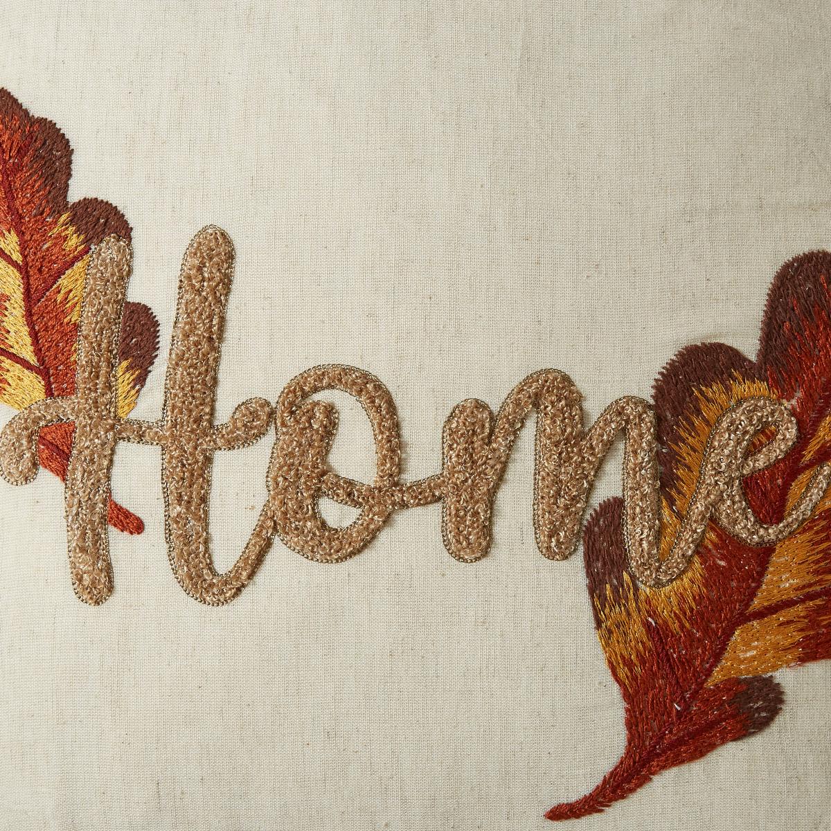 Embroidered Home Leaf Cushion, 43x43cm MultiColoured – image 6