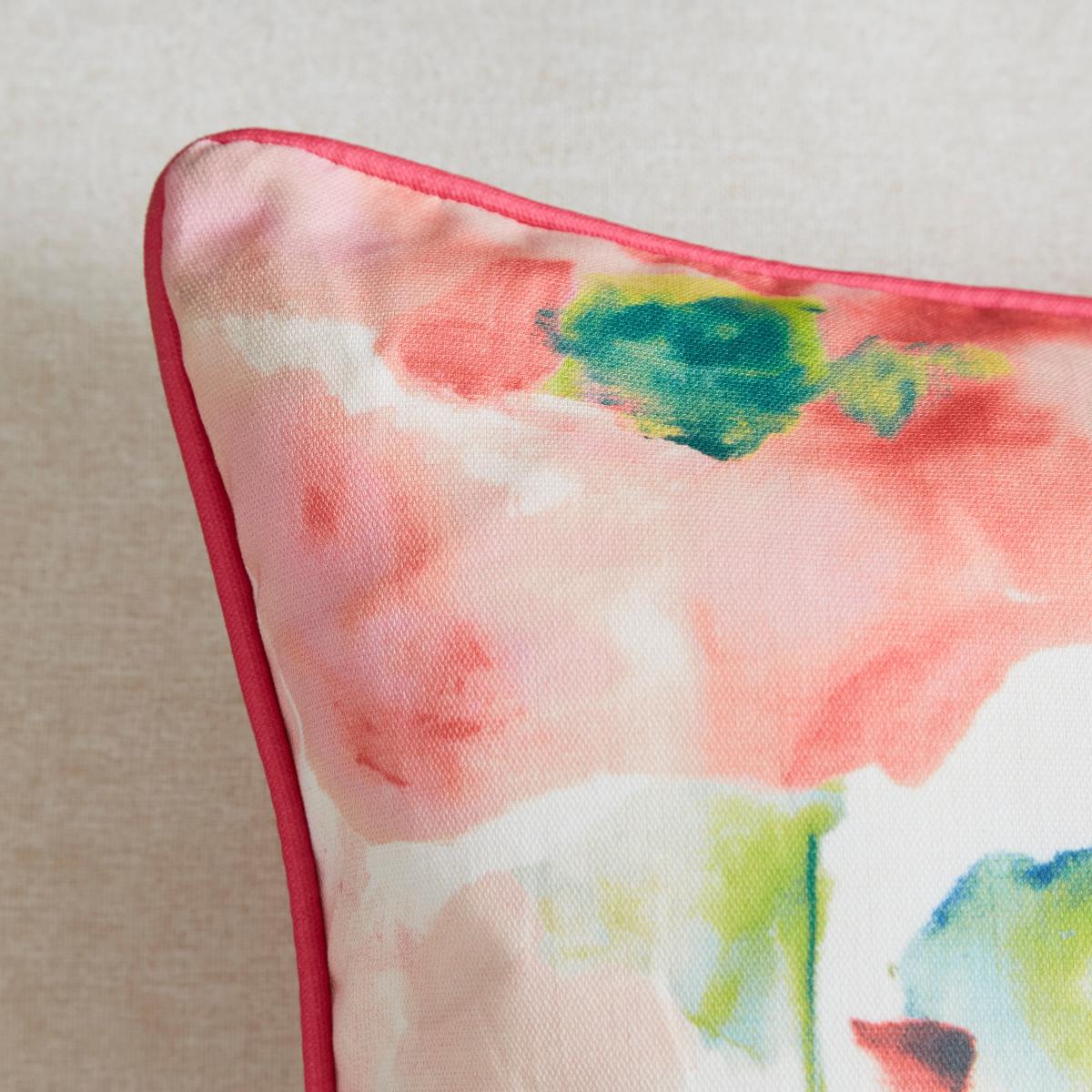 Watercolour Floral Cushion Pink/Green/White – image 2
