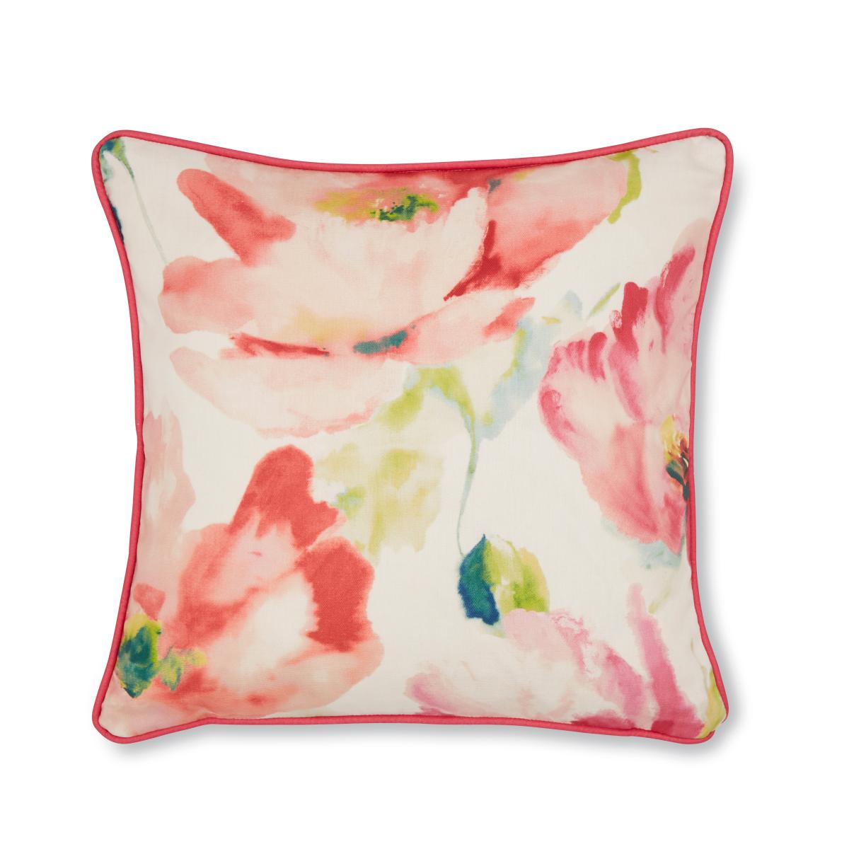 Watercolour Floral Cushion Pink/Green/White – image 3