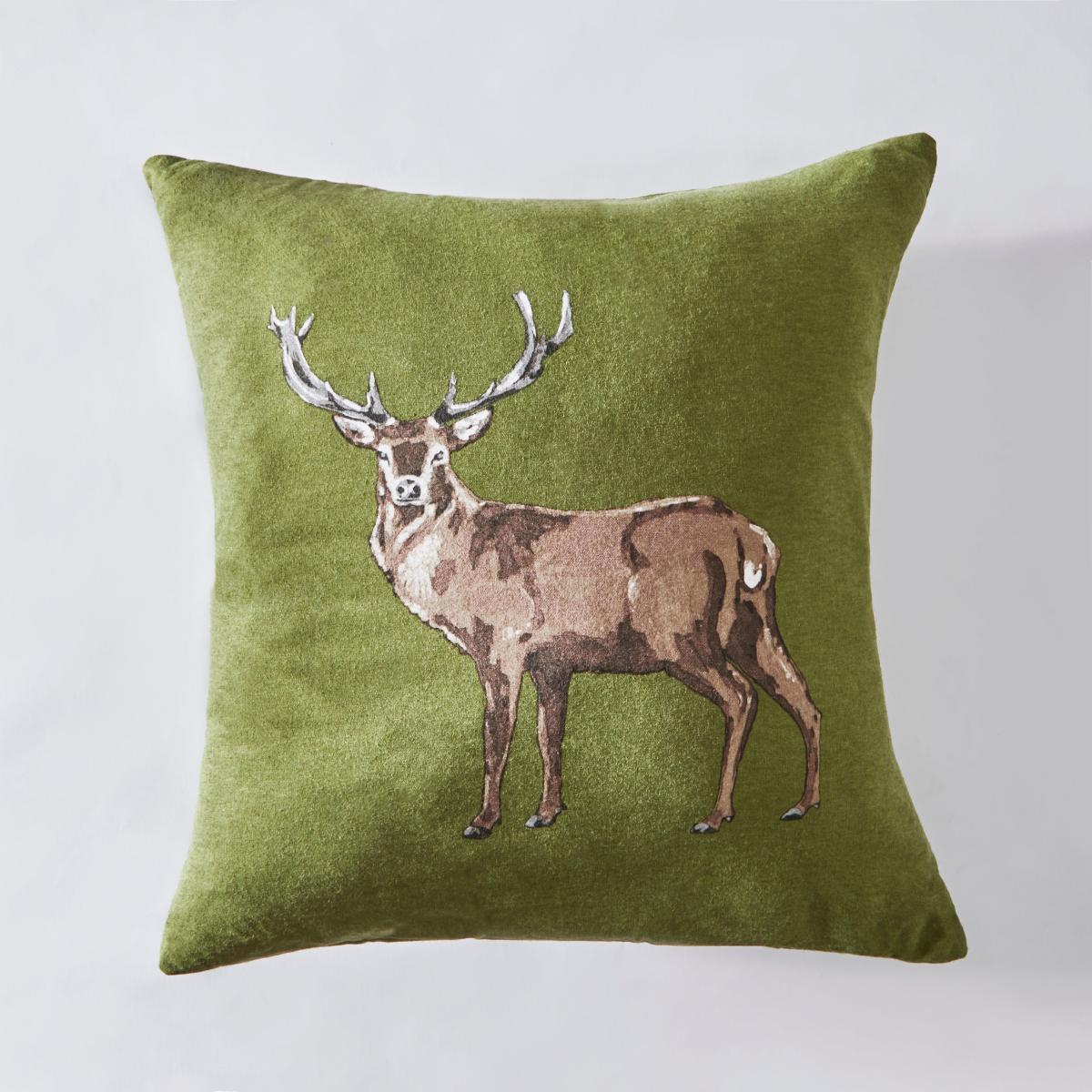 Brushed Cotton Stag Cushion Olive – image 2