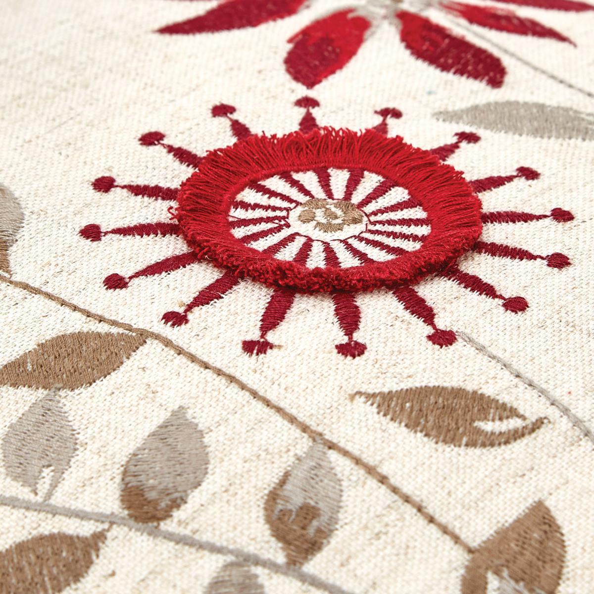 Scandi Field Embroidered Cushion Teal – image 2