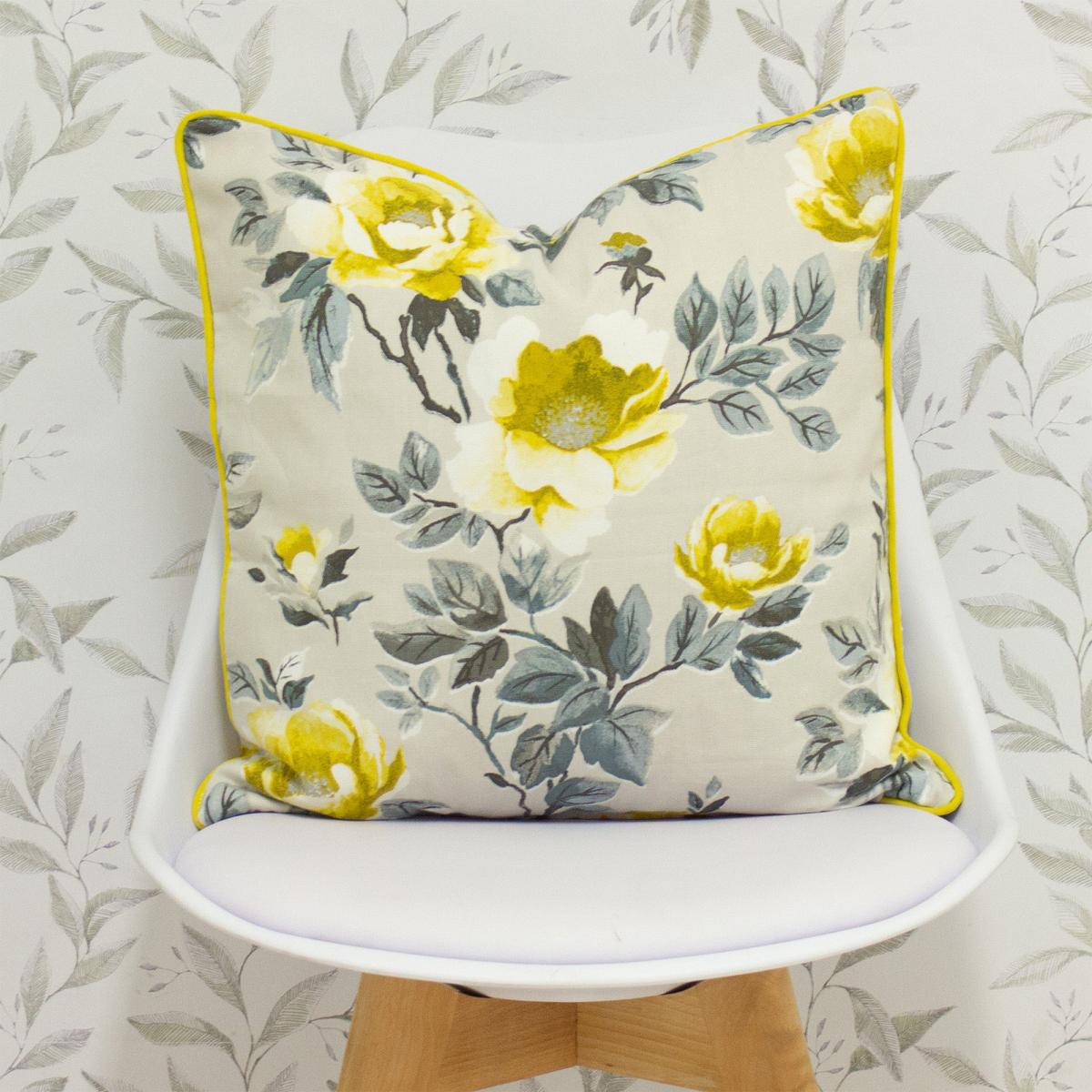 Peony Cushion Yellow/Blue – image 6