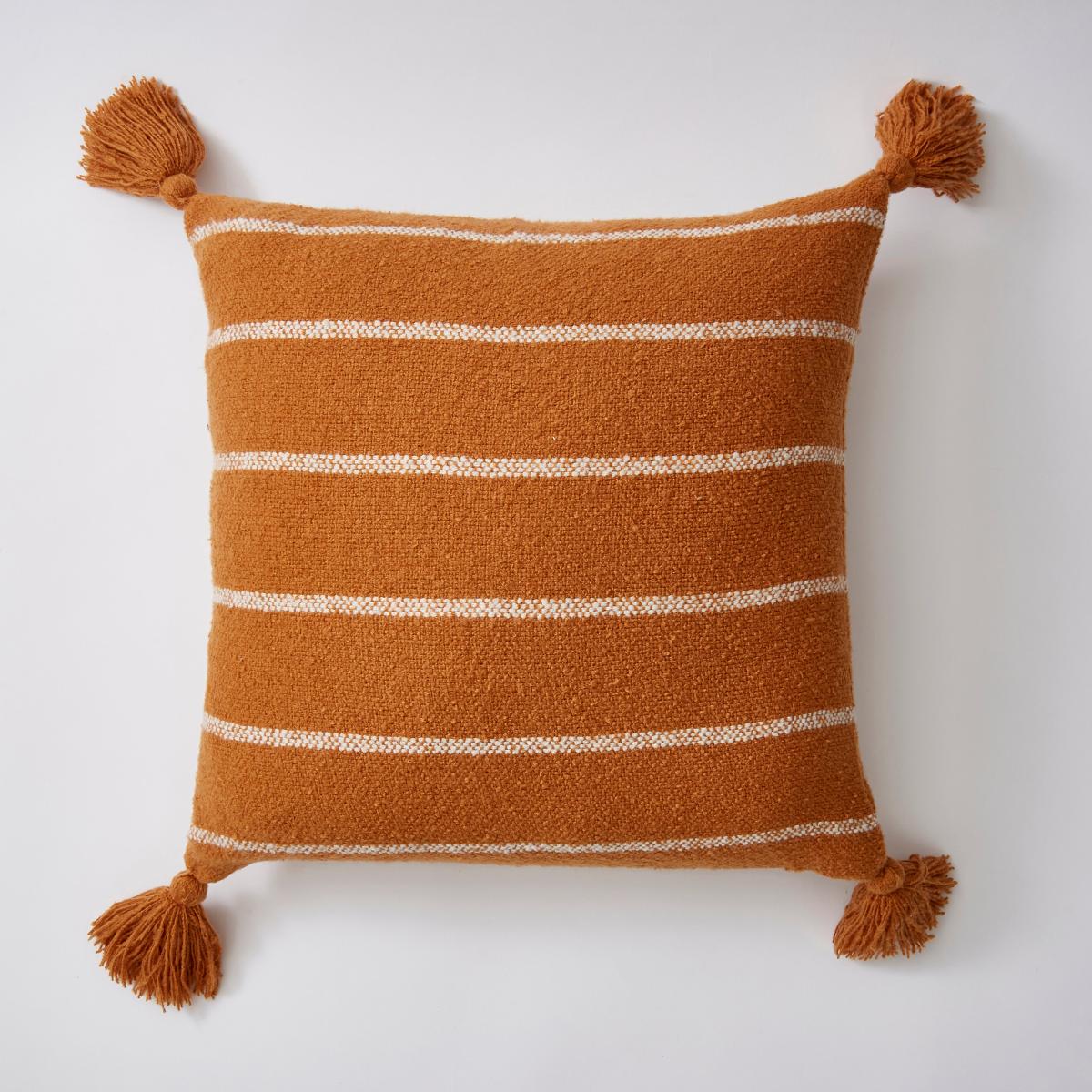 Stripe Woven Tassel Square Cushion Caramel – image 3