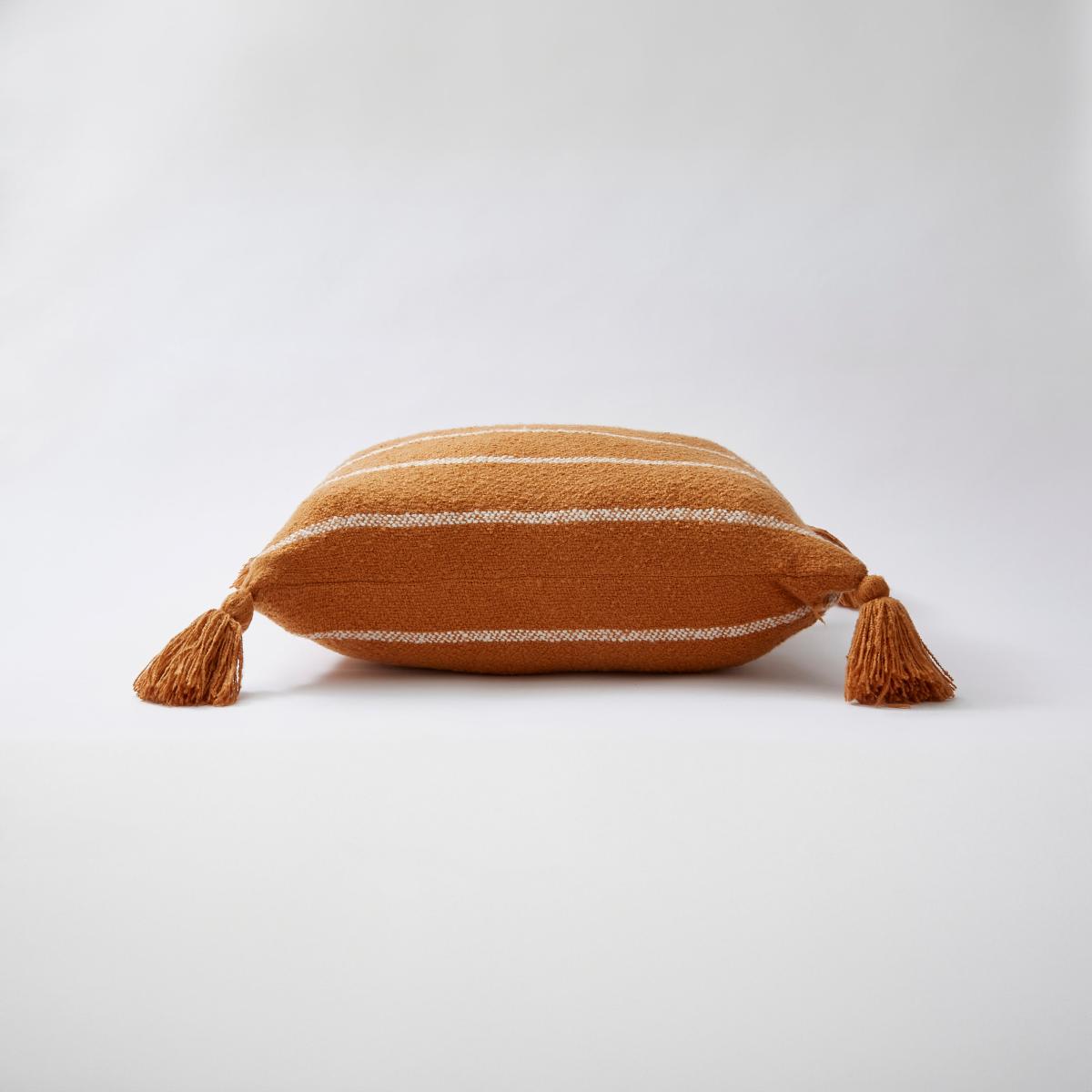 Stripe Woven Tassel Square Cushion Caramel – image 4
