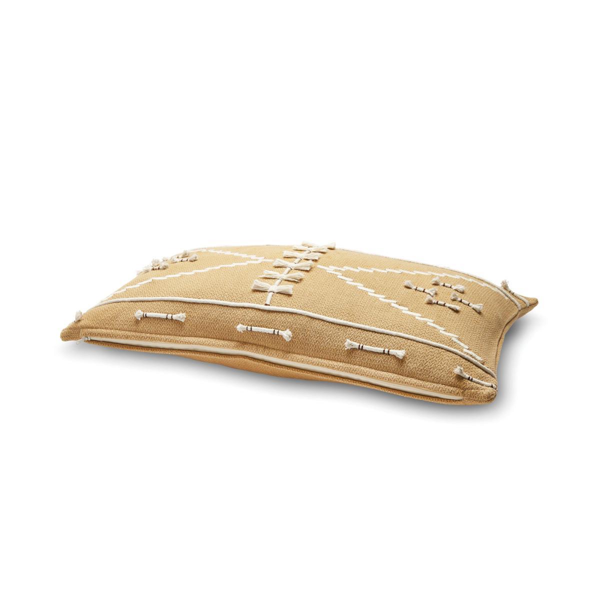 Rope Embroidered Cushion Yellow – image 3