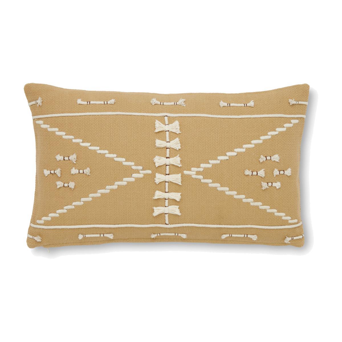 Rope Embroidered Cushion Yellow – image 1