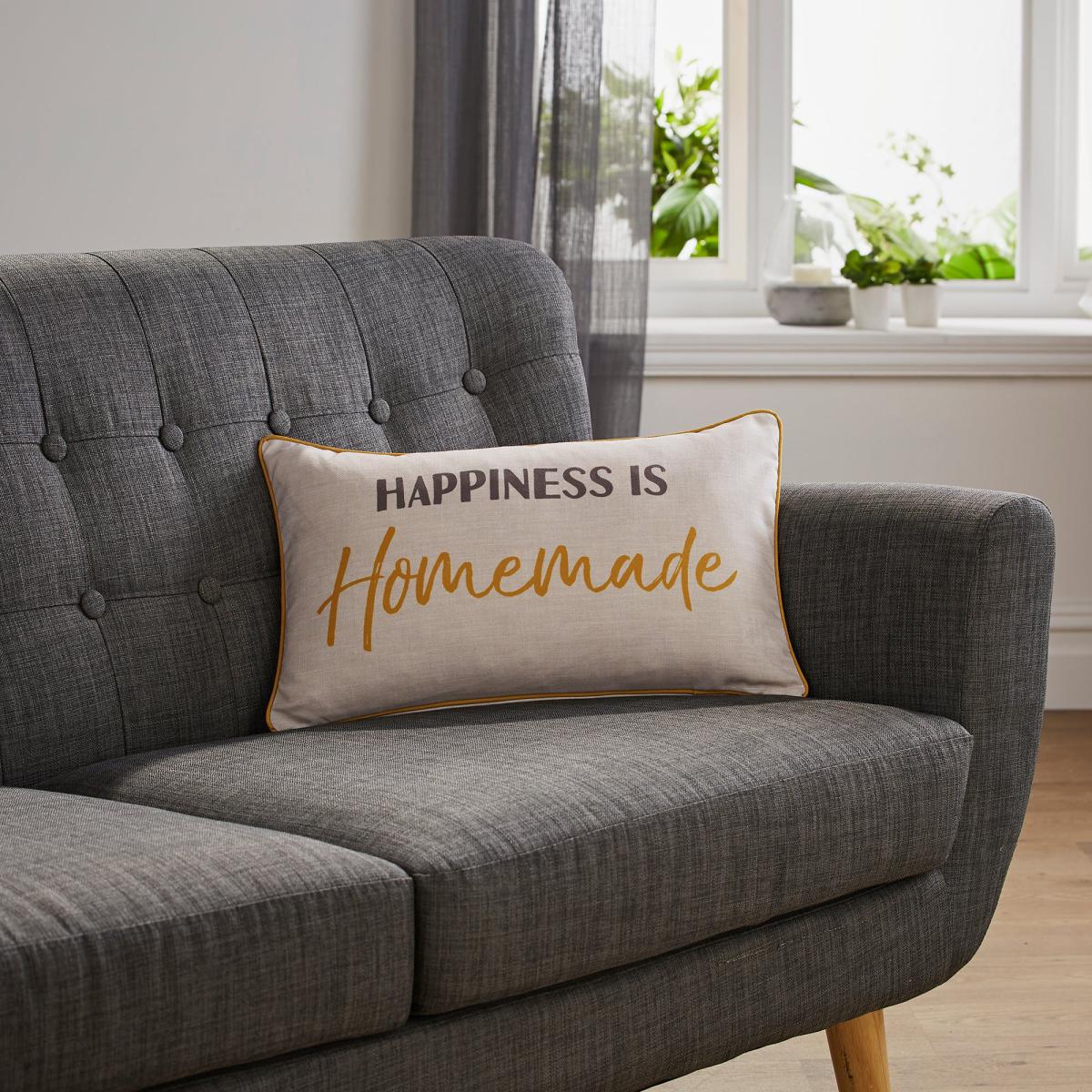 Happiness is Homemade Ochre Cushion Ochre – image 5