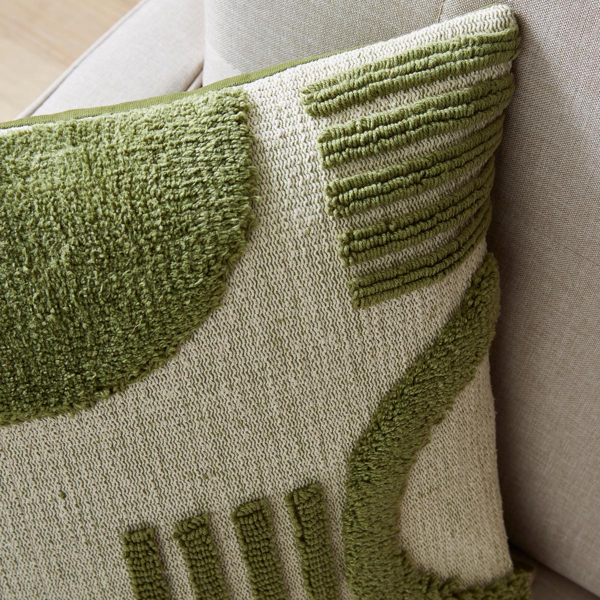 Circular Knit Abstract Cushion Olive – image 2