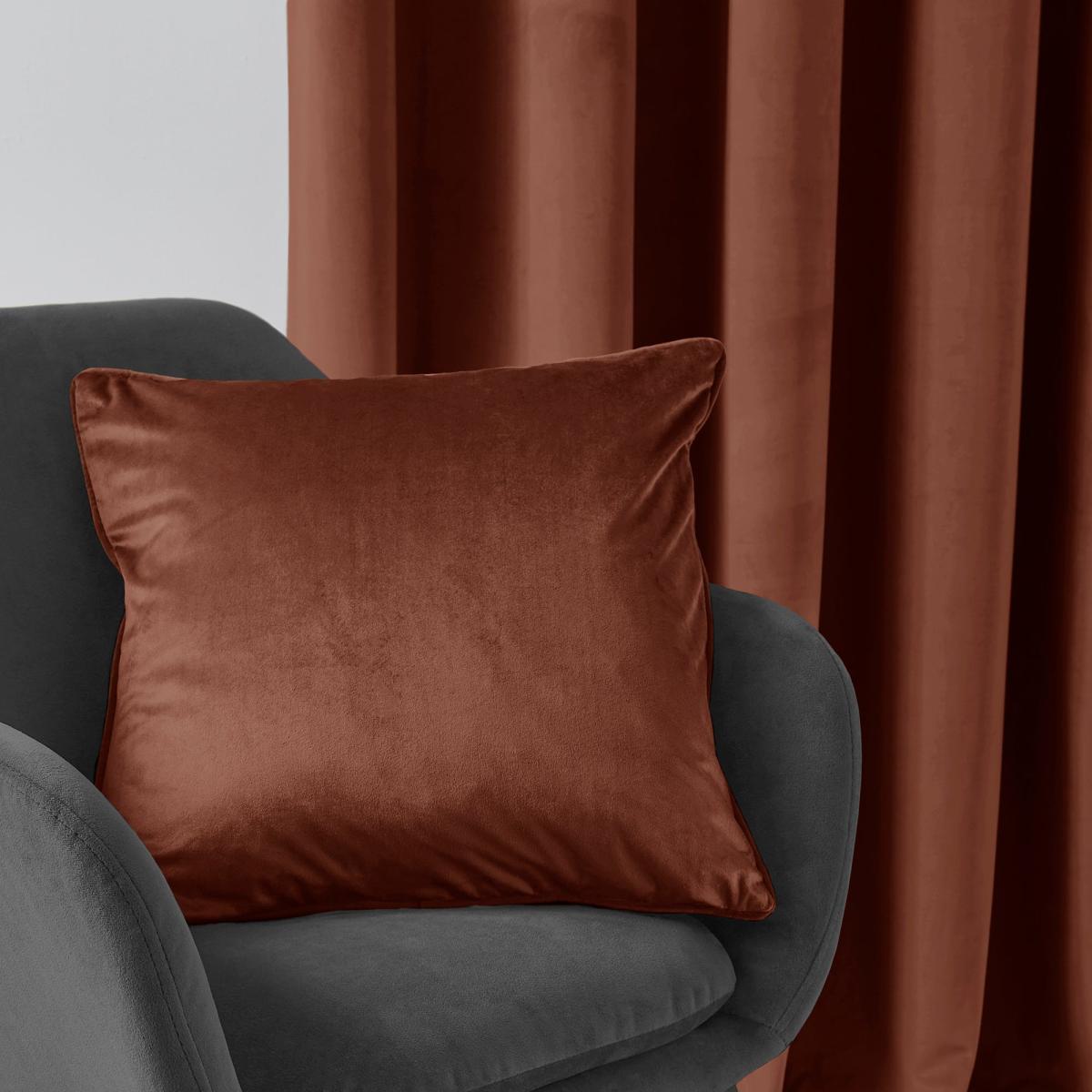 Recycled Velour Cushion Orange Umber – image 1