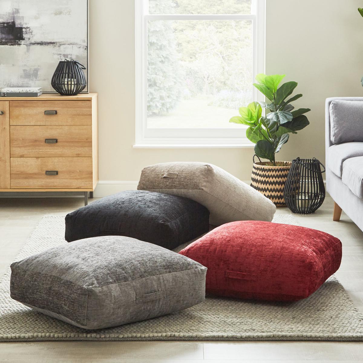 Heavy Chenille Natural Floor Cushion Brown – image 3