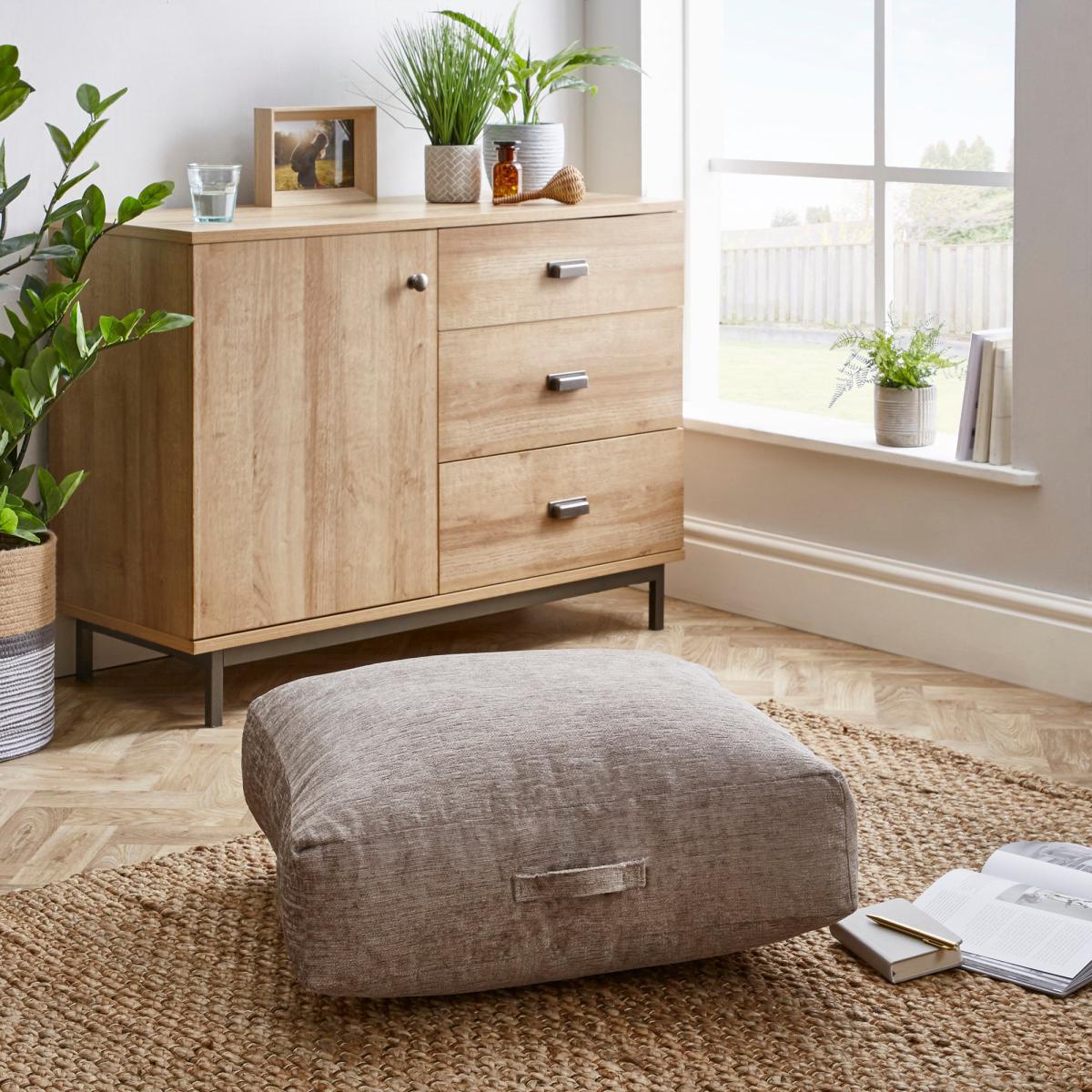 Heavy Chenille Natural Floor Cushion Brown – image 1