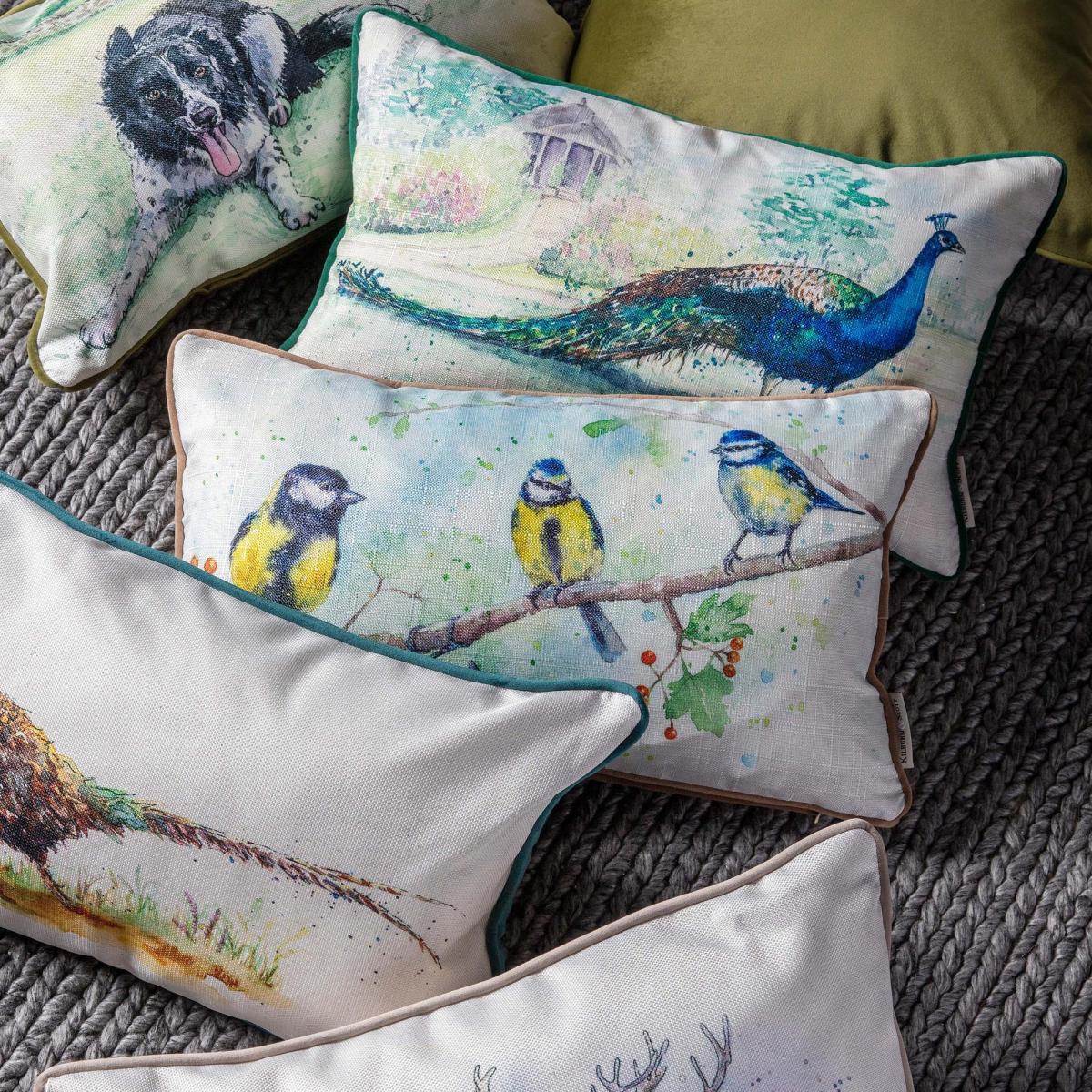 Aquarelle Bluetits Cushion MultiColoured – image 2