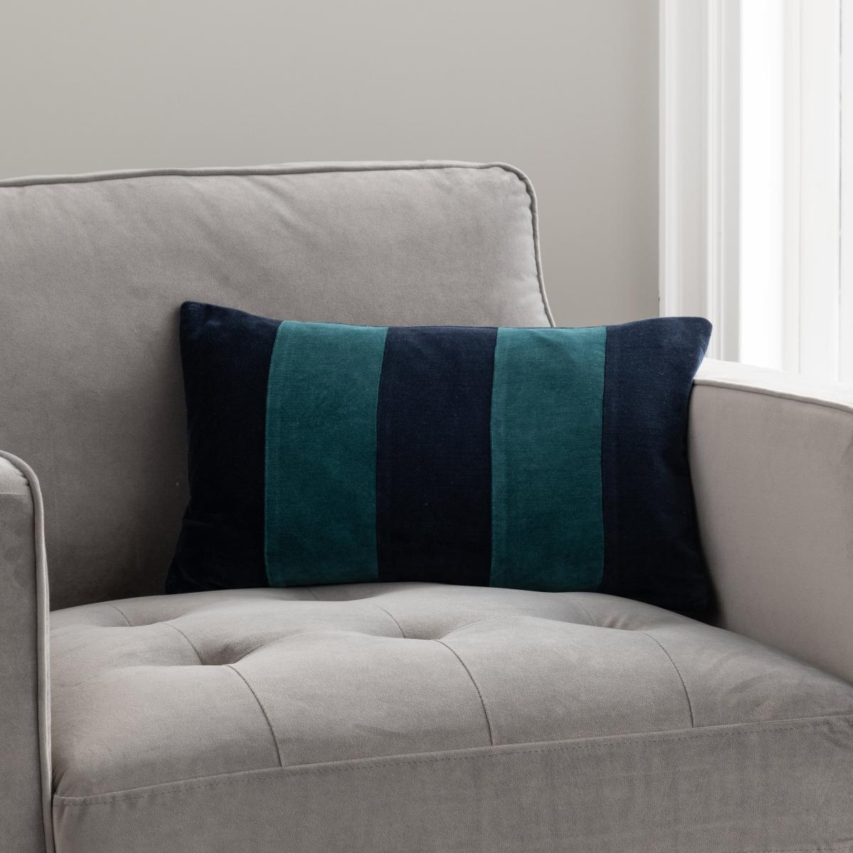 Clara Stripe Cushion Teal (Blue) – image 1