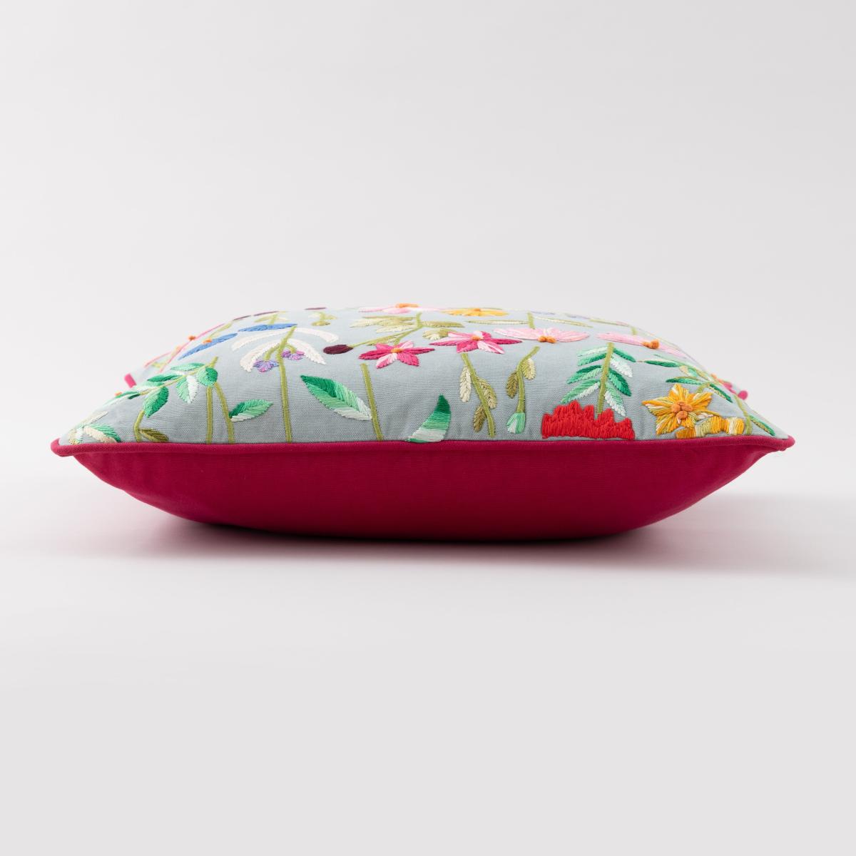 Embroidered Floral Meadow Cushion MultiColoured – image 3