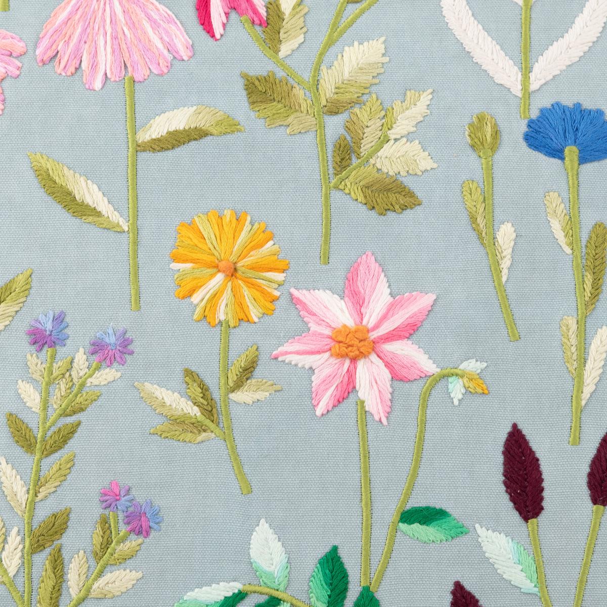 Embroidered Floral Meadow Cushion MultiColoured – image 4