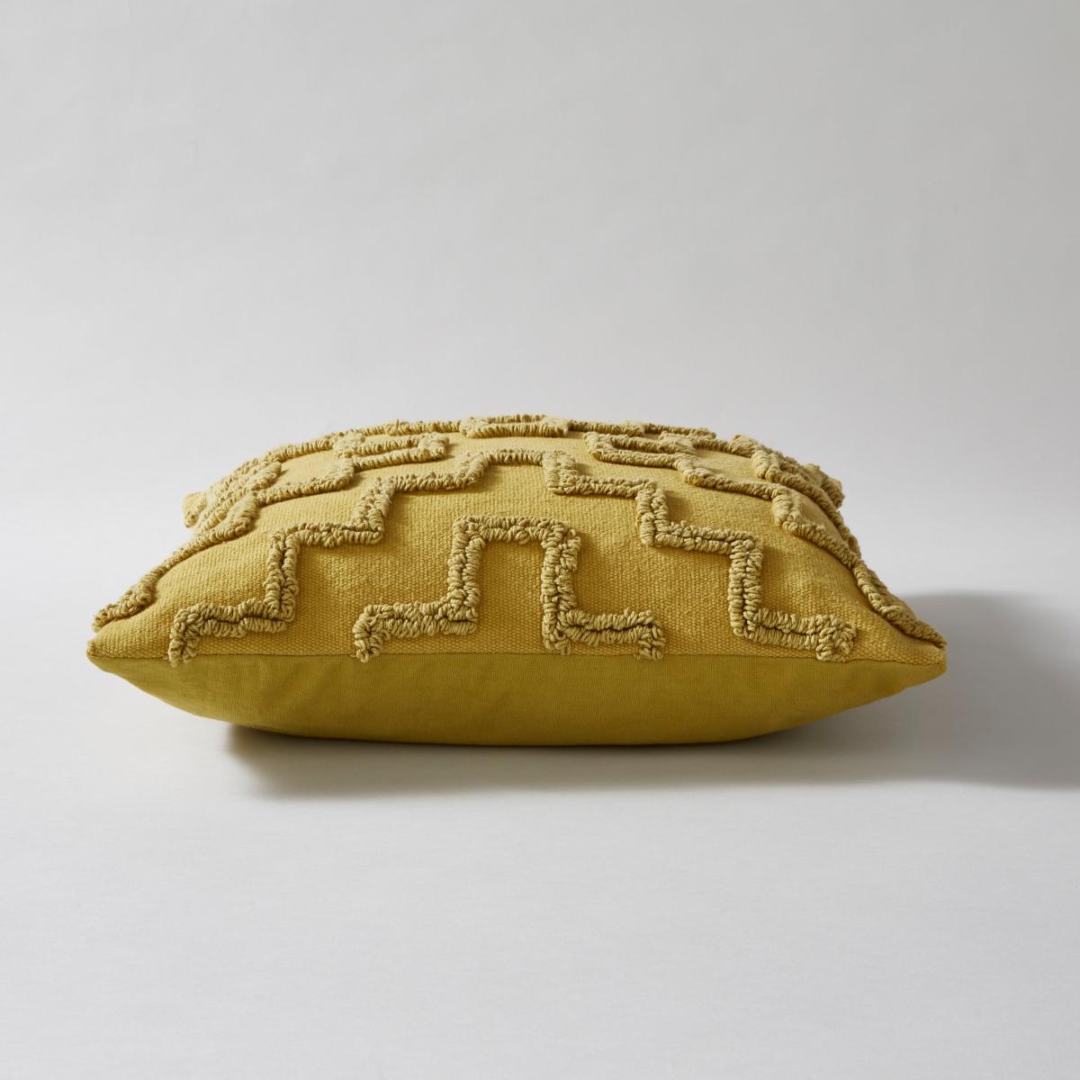 Loop Tufted Geometric Cushion Cover Mustard – image 3