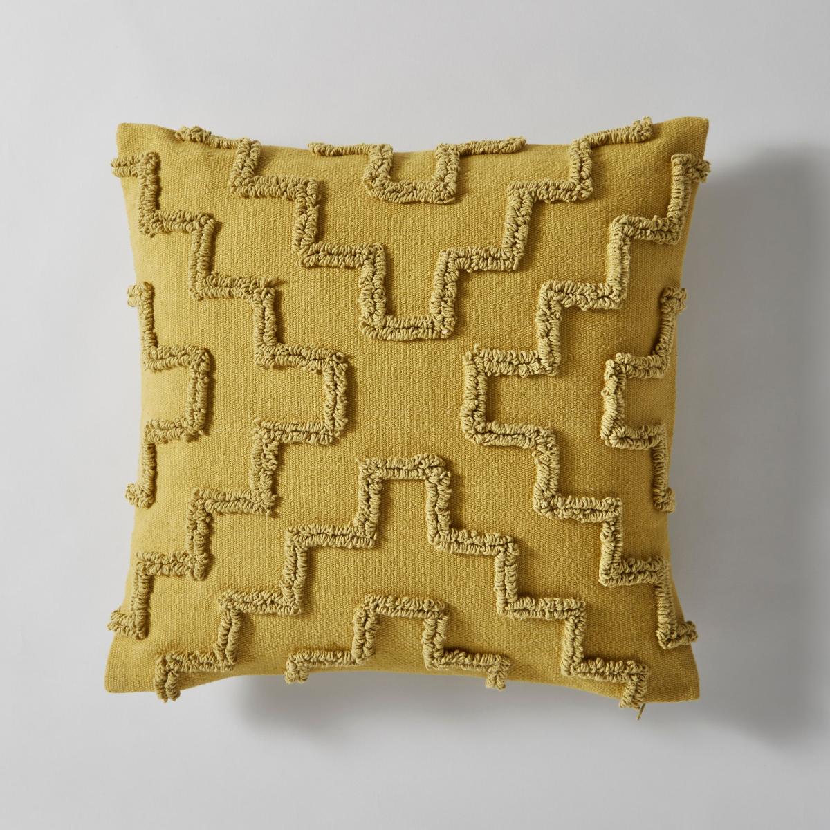 Loop Tufted Geometric Cushion Cover Mustard – image 5