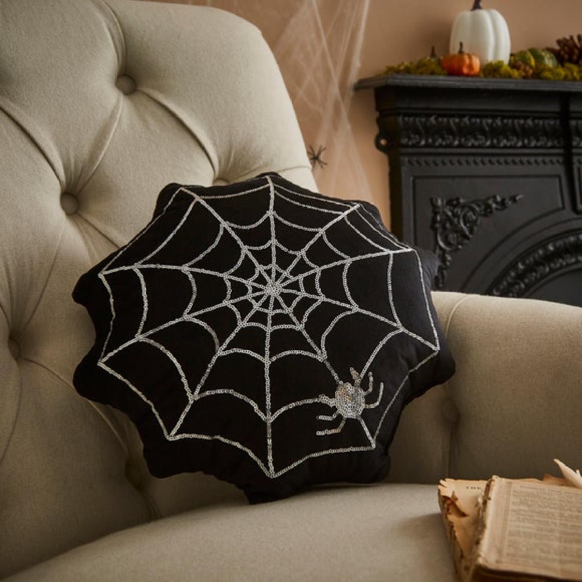 Spider Web Sequin Cushion – image 1