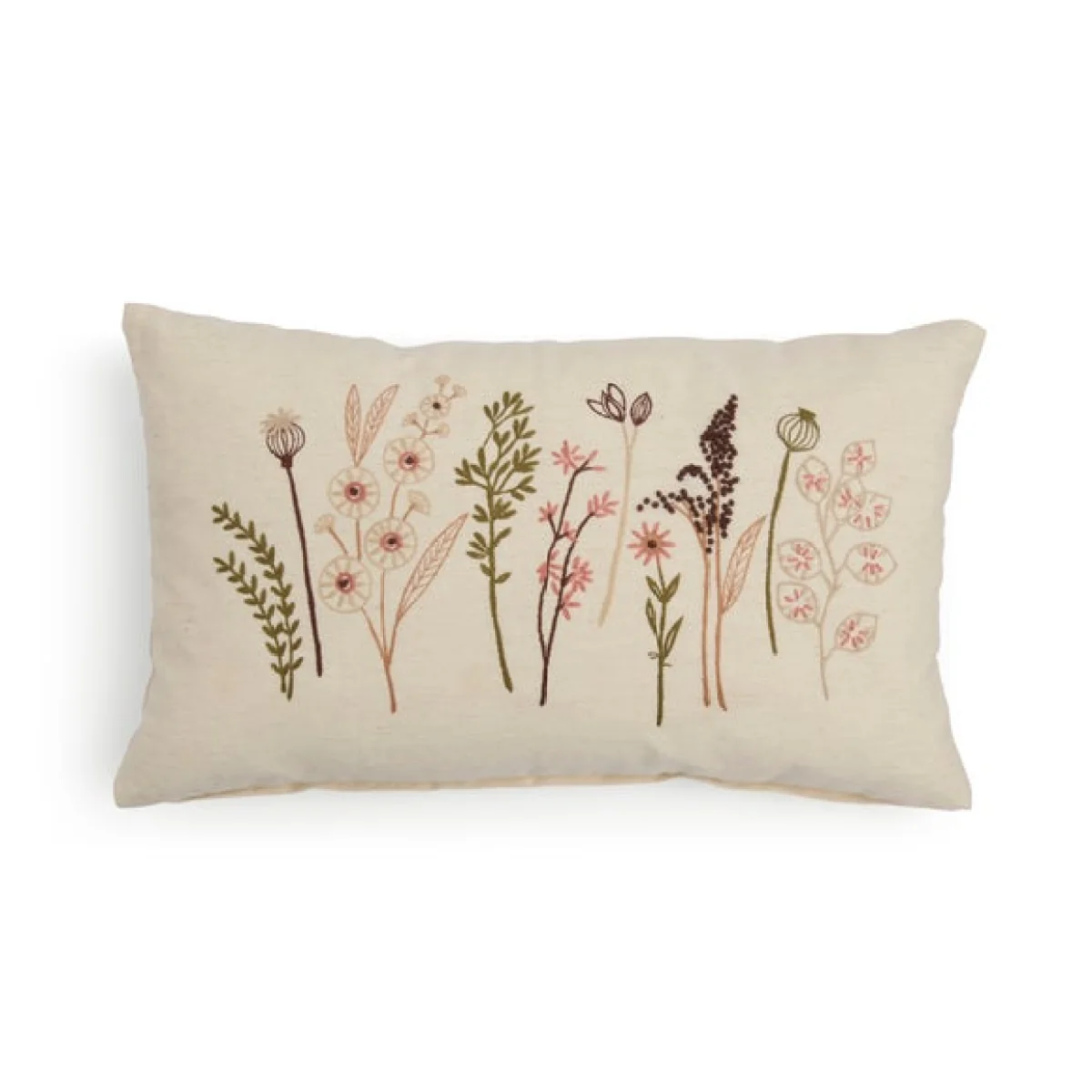 Embroidered Harvest Cotton Rectangle Cushion – image 3