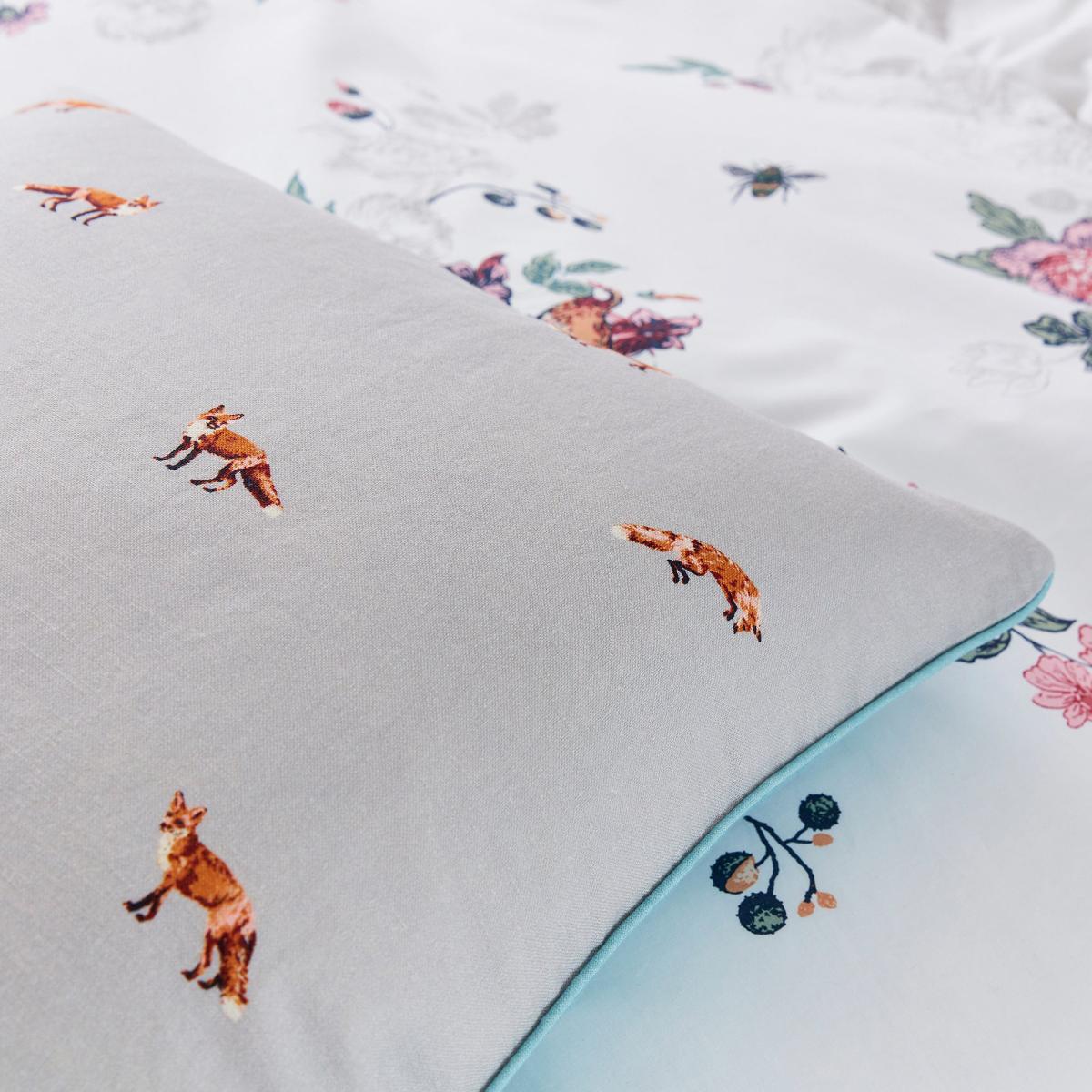 Joules Woodland Floral Cushion Grey, Orange and Blue – image 3