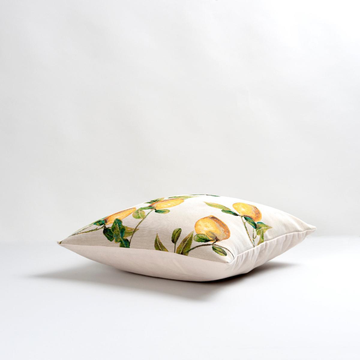 Lemon Tapestry Cushion Cover Yellow, Green and White – image 3