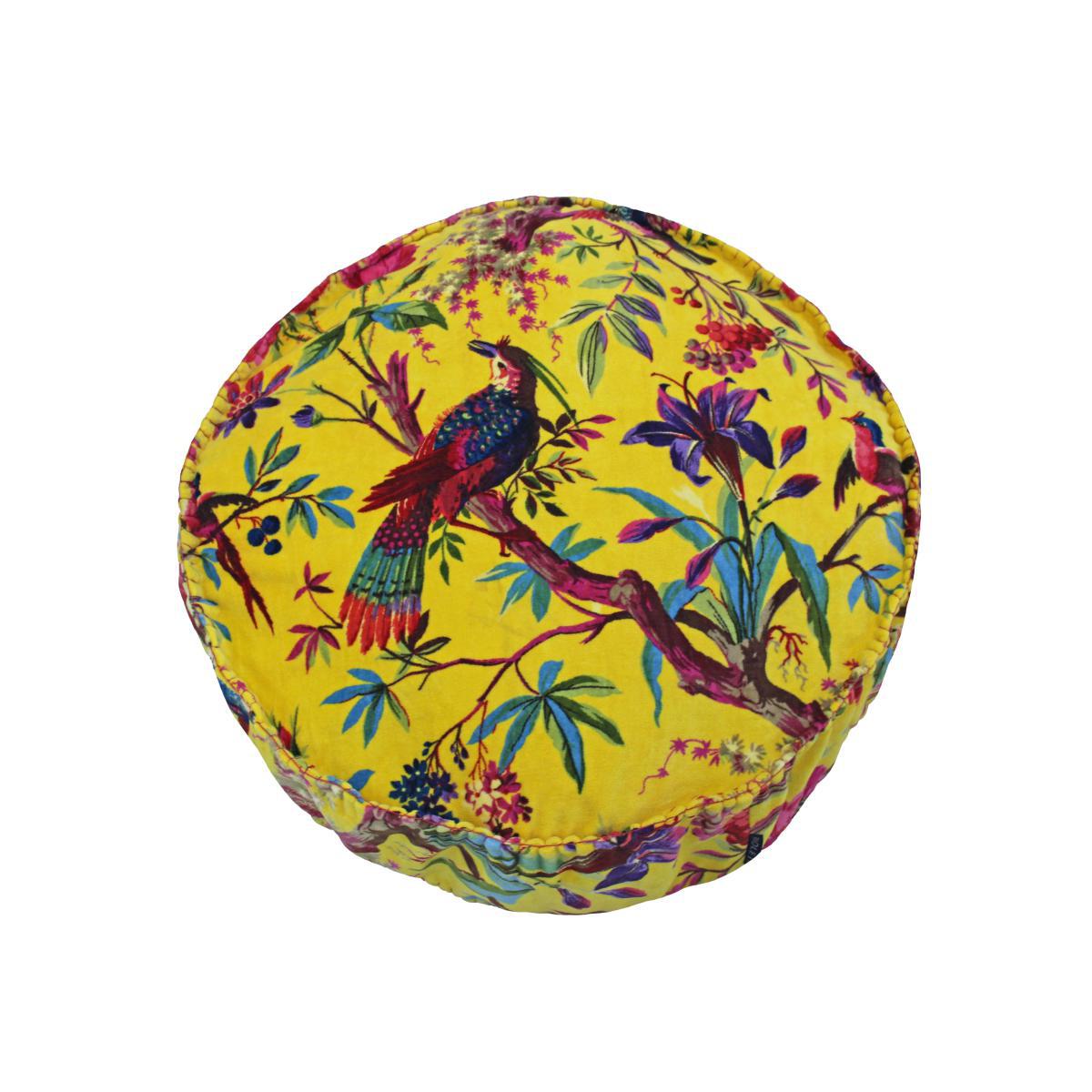 Paoletti Paradise Yellow Velvet Bird Cushion Yellow – image 1