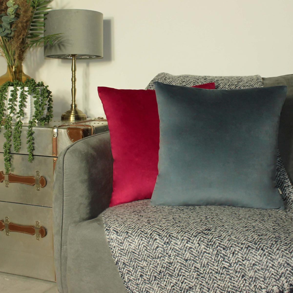 Evans Lichfield Opulent Velvet 2 Pack Cushions Petrol Blue/Scarlet Red – image 4