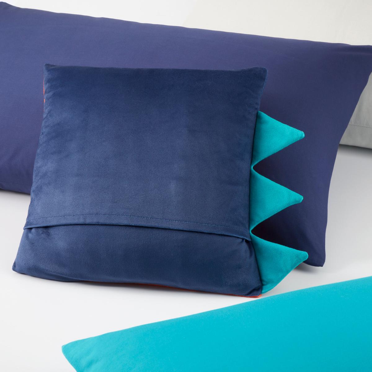 Navy Dino Square Cushion Navy Blue/Orange – image 2