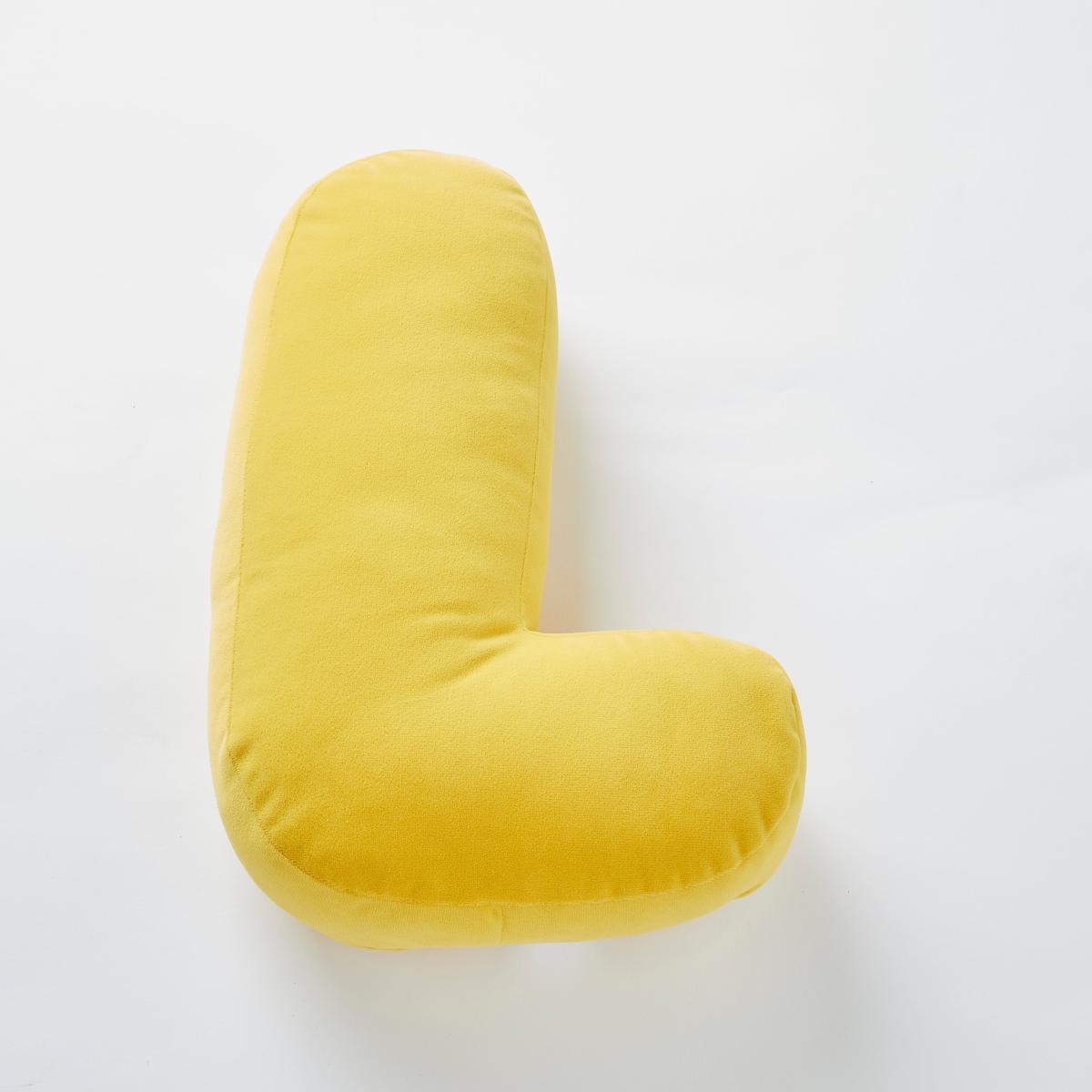 Personalised Alphabet Cushion Blue/Yellow/Brown – image 2