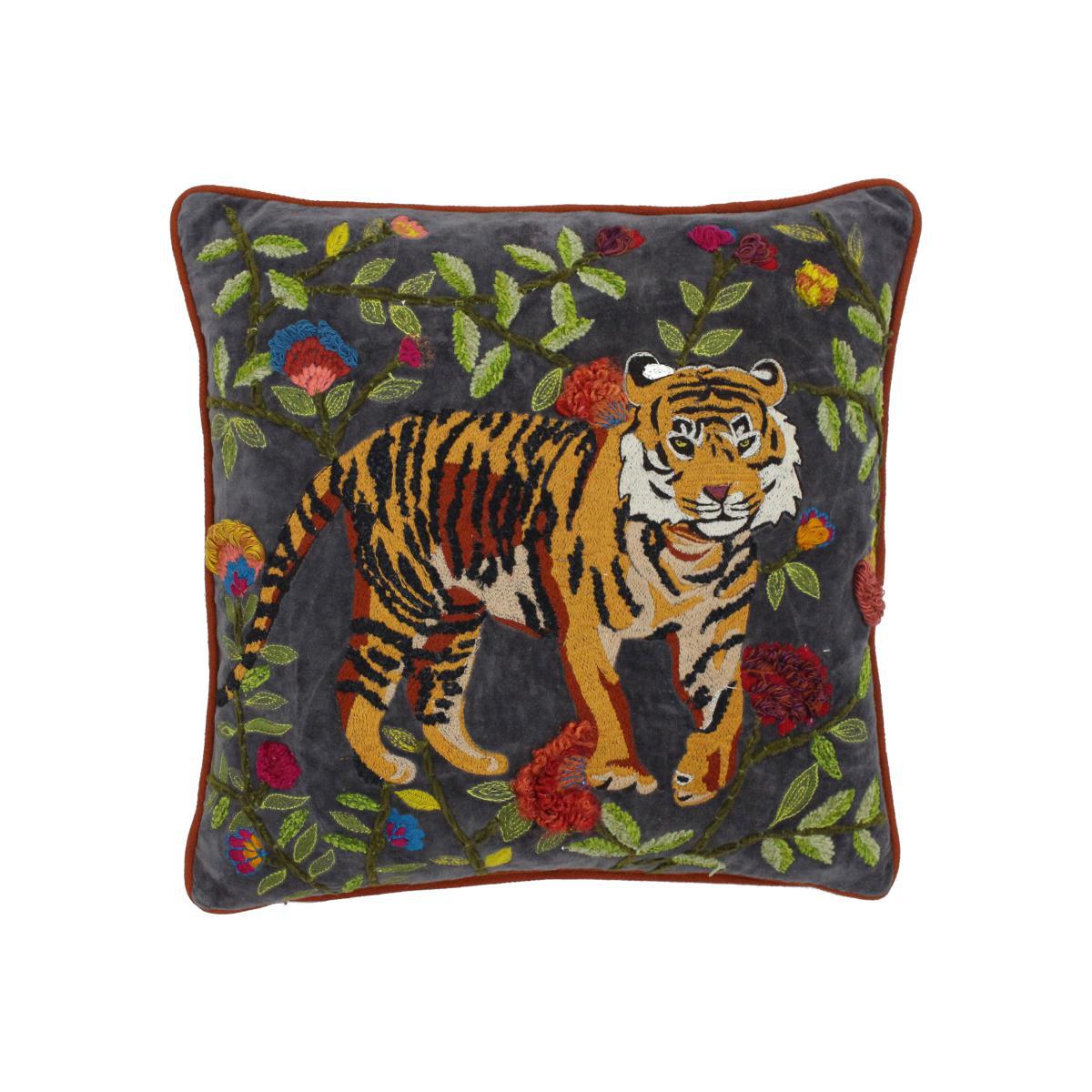 Paoletti Samurai Embroidered Tiger Cushion Pink/Blue/White/Red/Orange/Green – image 1