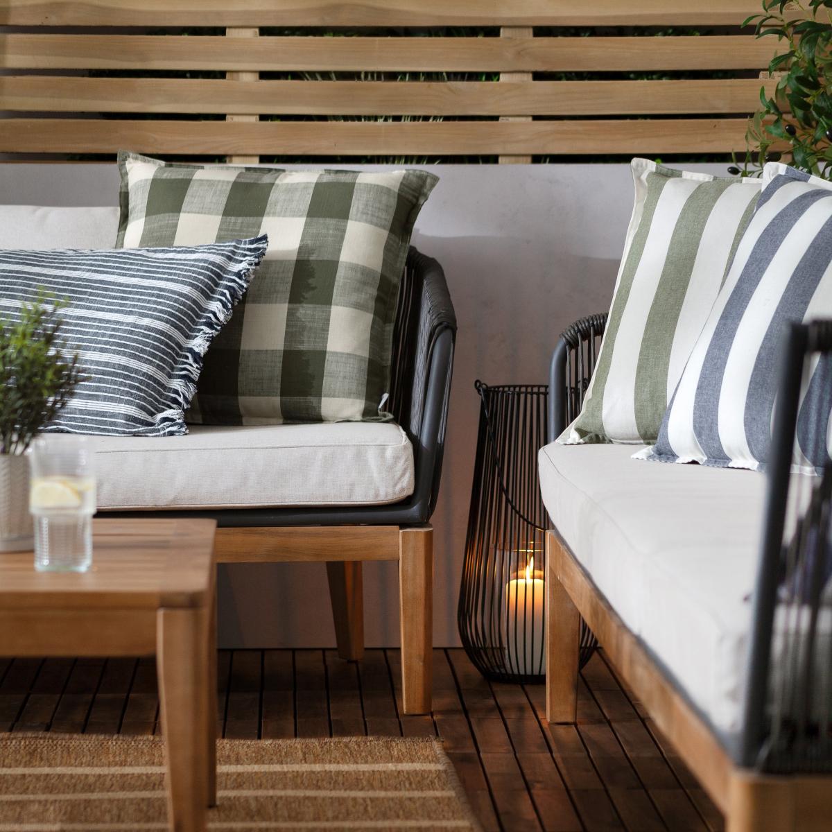 Yard Chesil Check Outdoor Cotton Square Cushion – image 4