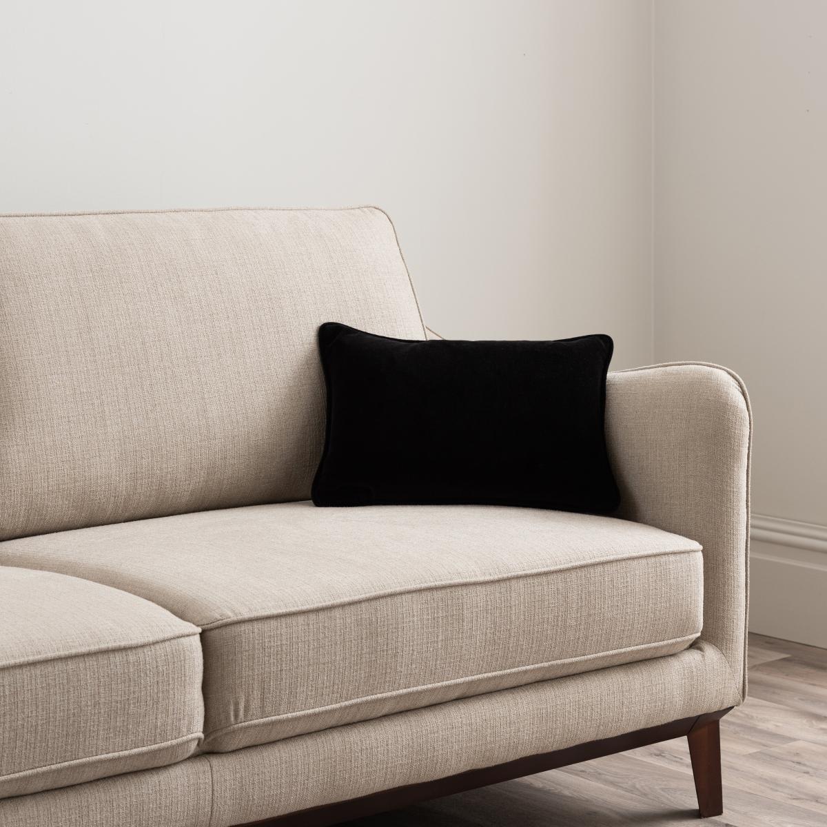 Clara Cotton Velvet Rectangle Cushion Black – image 2