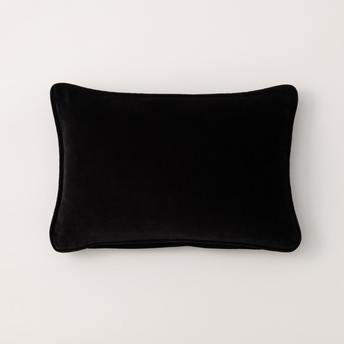 Clara Cotton Velvet Rectangle Cushion Black – image 1