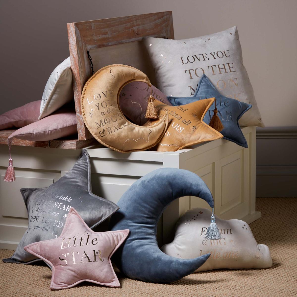 Pack of Two Bambino Moon and Star Cushions Mustard – image 2