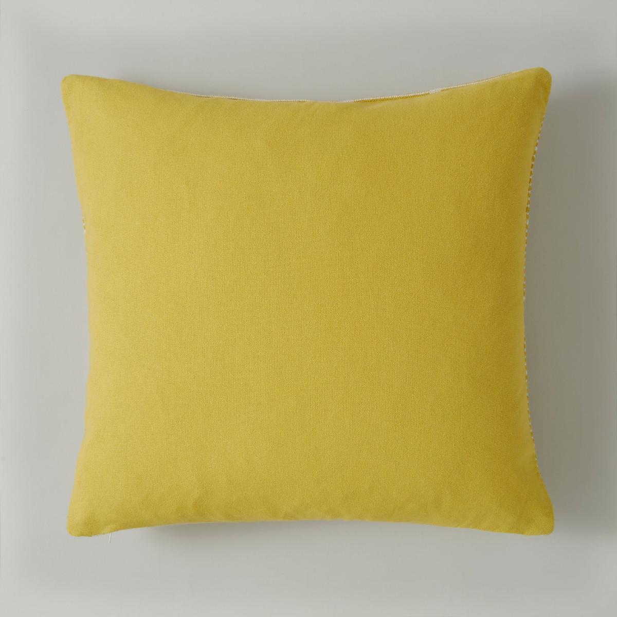 Elements Woven Squares Check Cushion, Ochre Ochre – image 4