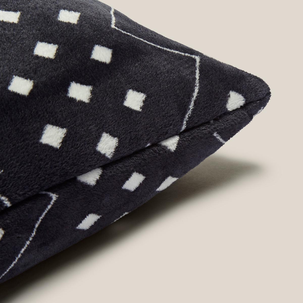Boho Printed Fleece Cushion Black/White – image 5