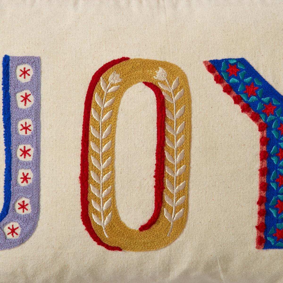 Joy Embroidered Cushion MultiColoured – image 2