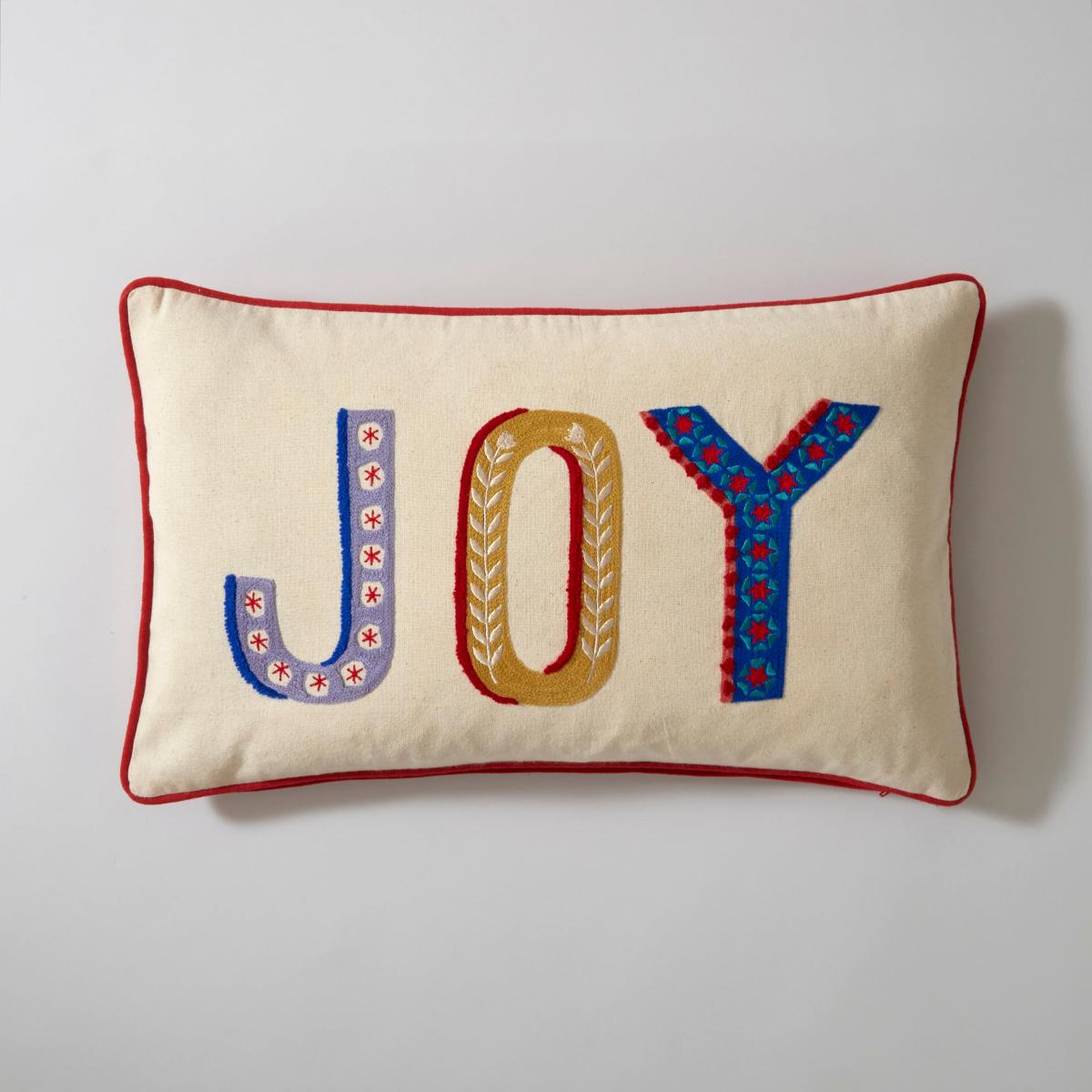 Joy Embroidered Cushion MultiColoured – image 3