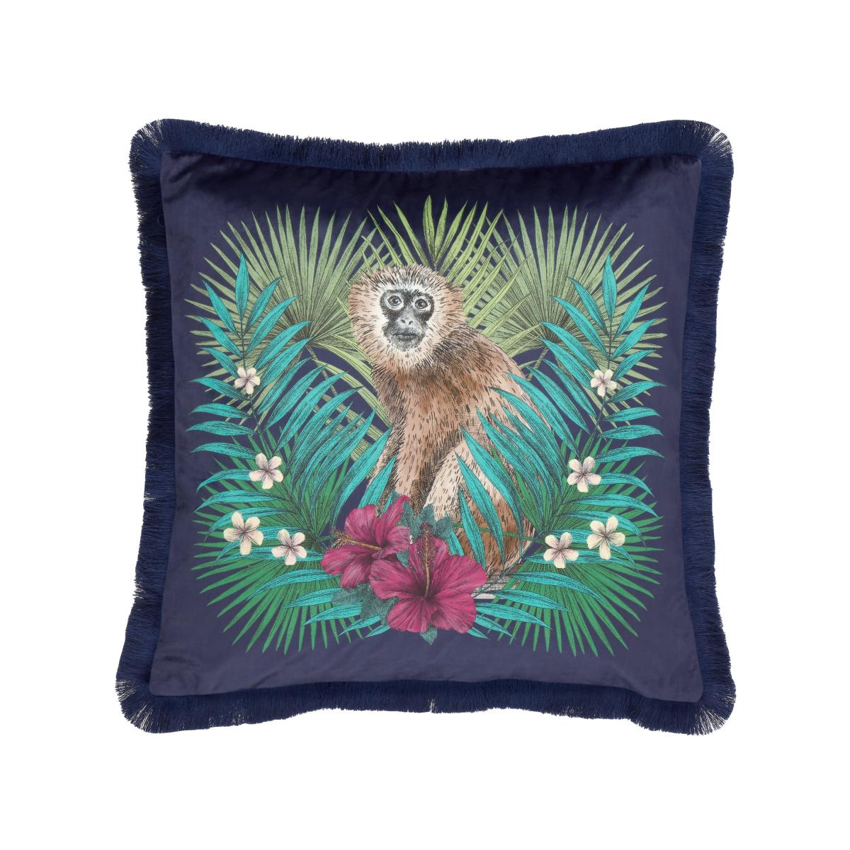Matthew Williamson Monkey Square Feather Filled Cushion Blue – image 4