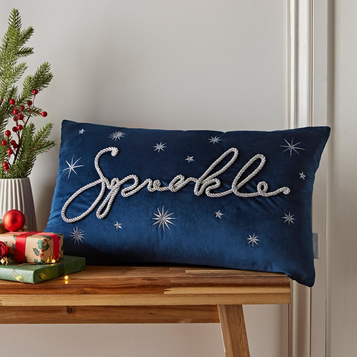 Catherine Lansfield Sparkle Rectangle Cushion Blue – image 1