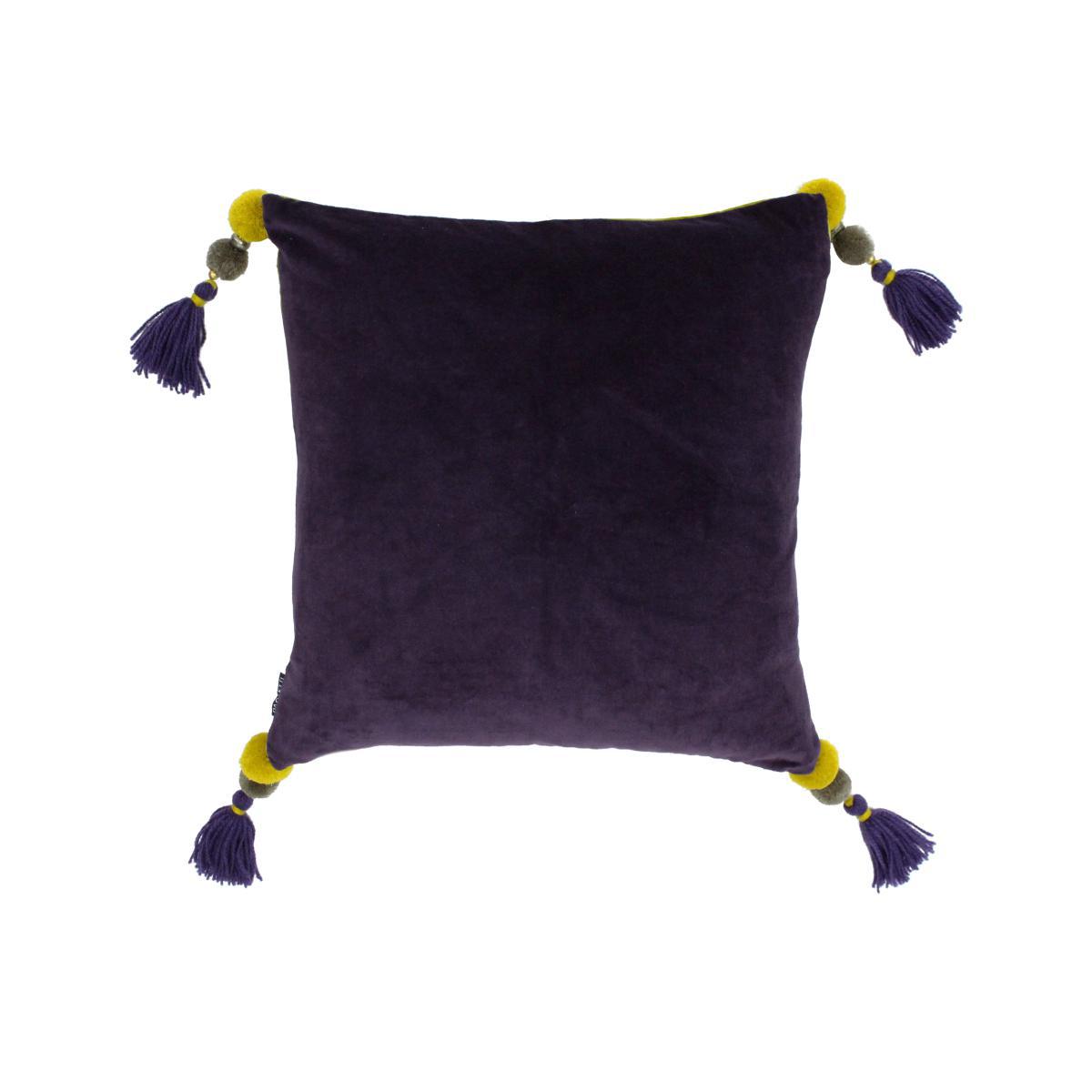 Paoletti Poonam Damson Velvet Cushion Damson (Purple) – image 1