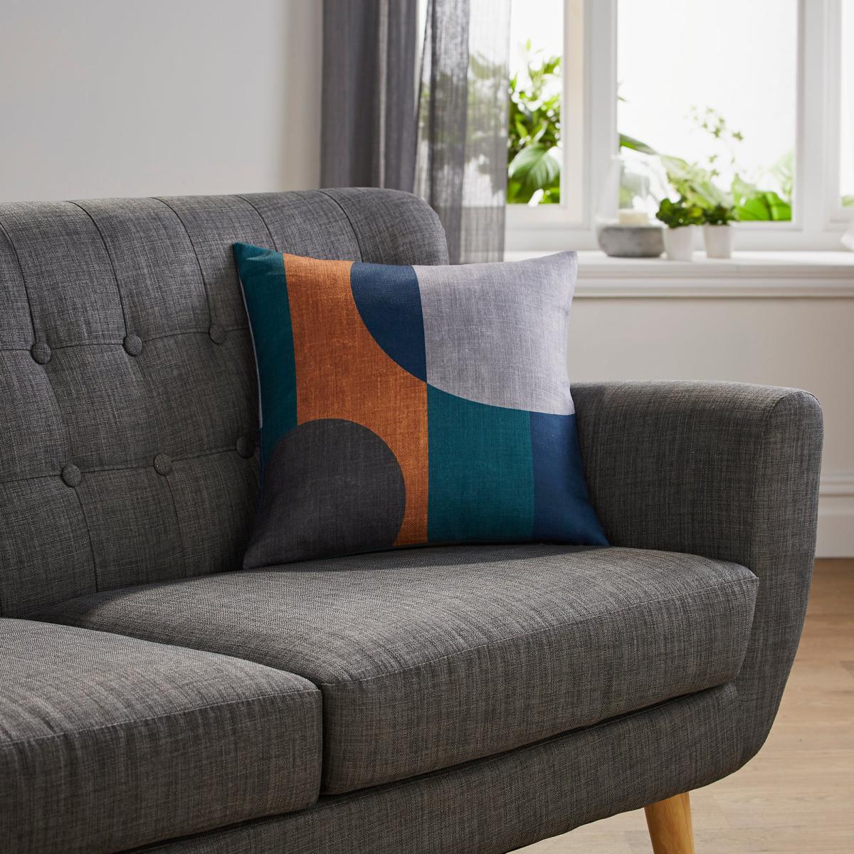 Elements Blocks Navy Cushion Navy, Black and Orange – image 5