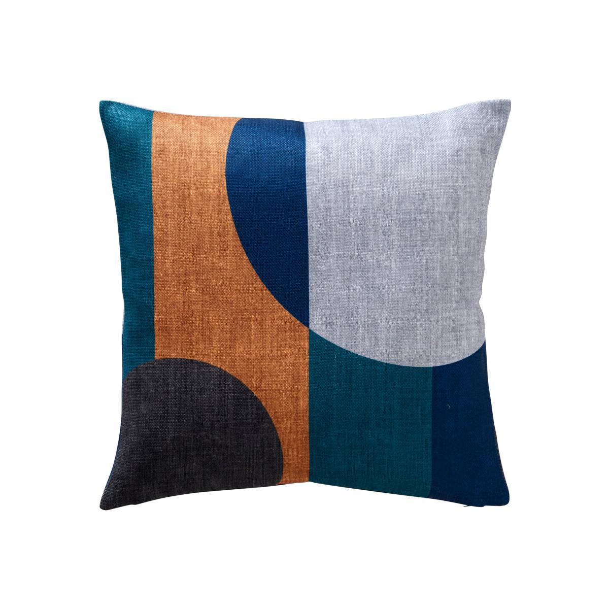 Elements Blocks Navy Cushion Navy, Black and Orange – image 1