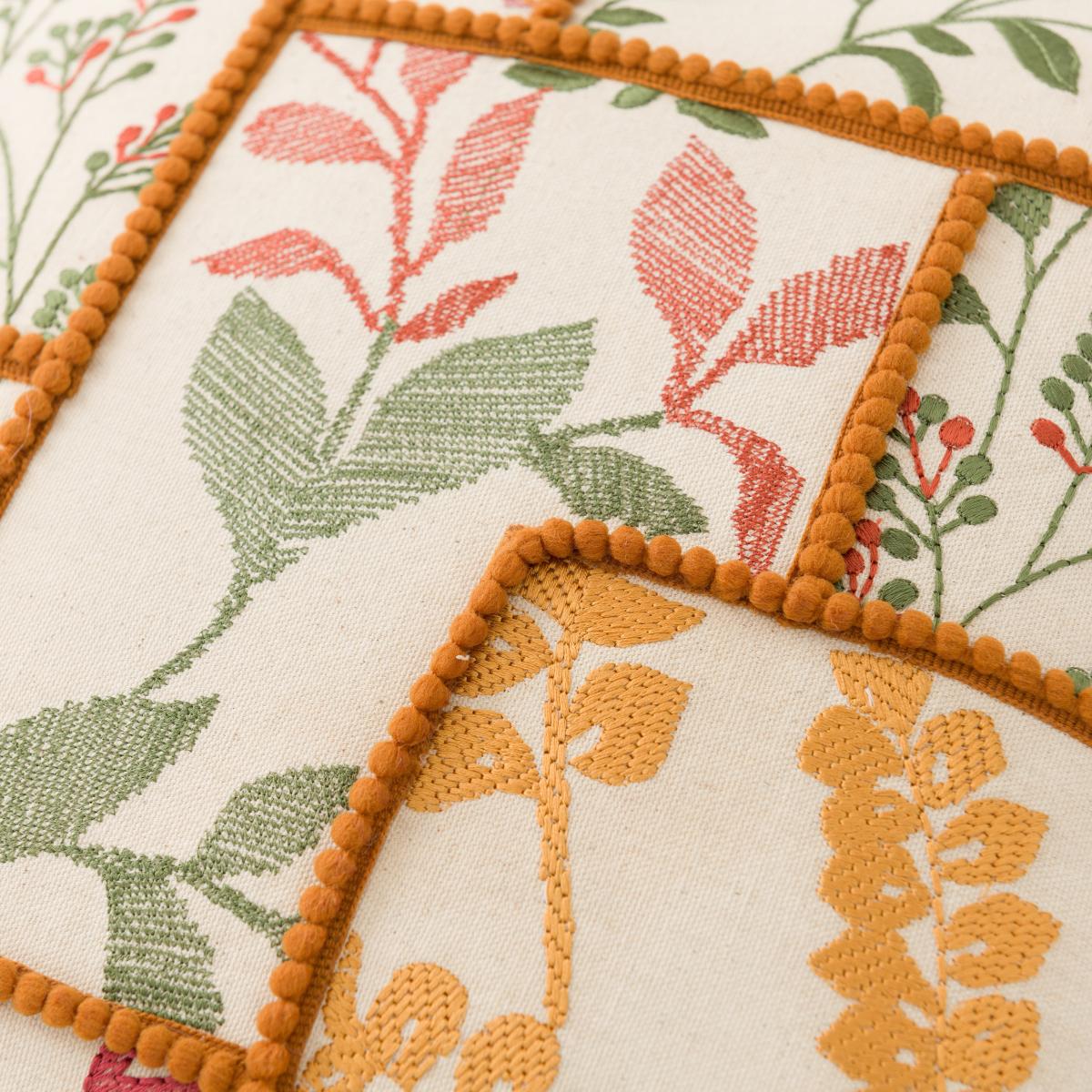Patchwork Leaves Embroidery Cushion Terracotta – image 2