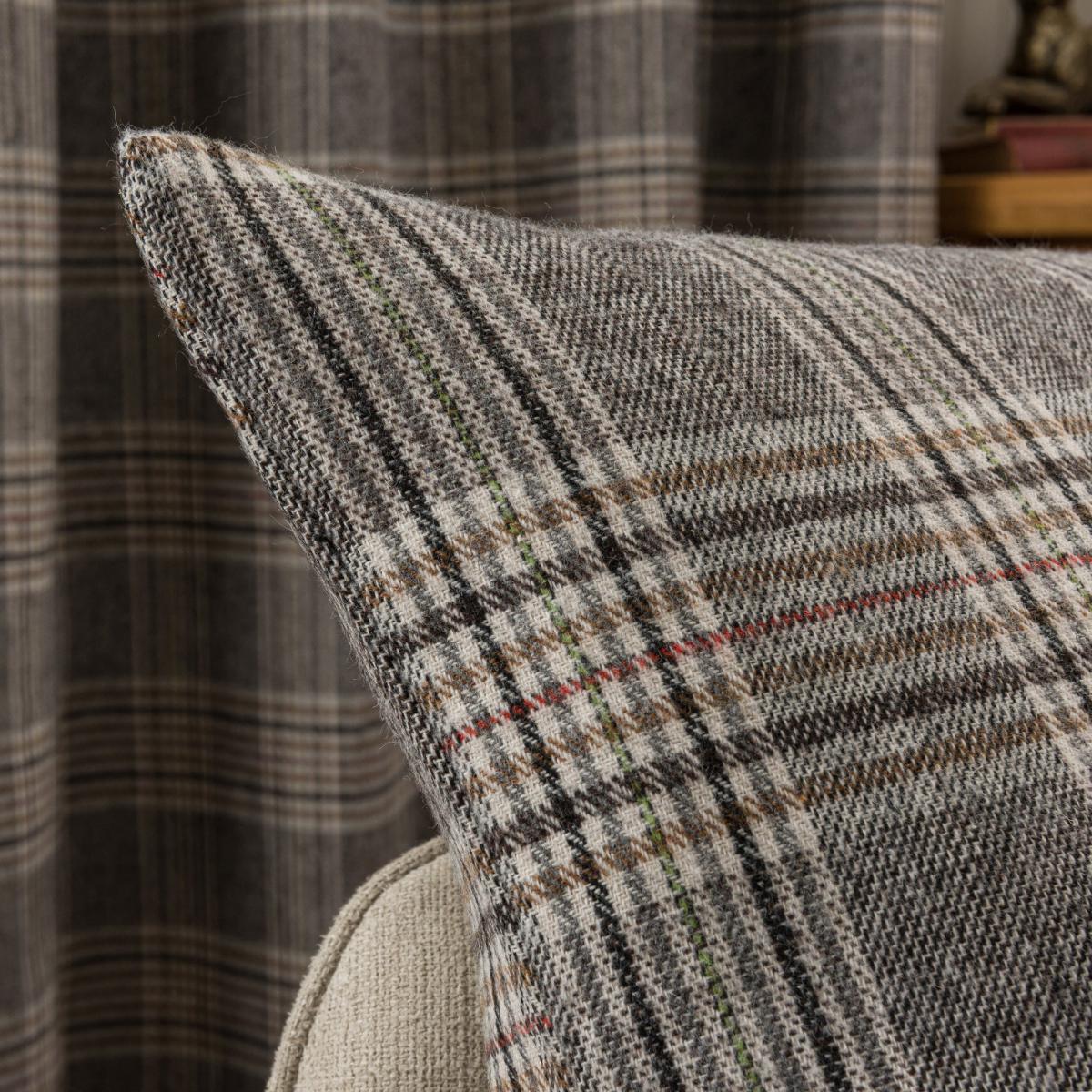 Yorkshire Check Biscuit Cushion Grey, Brown and White – image 2