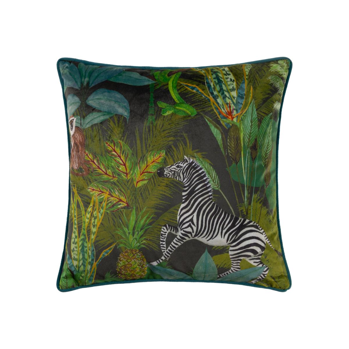 Wylder Tropics Aranya Zebra Square Cushion Green – image 1
