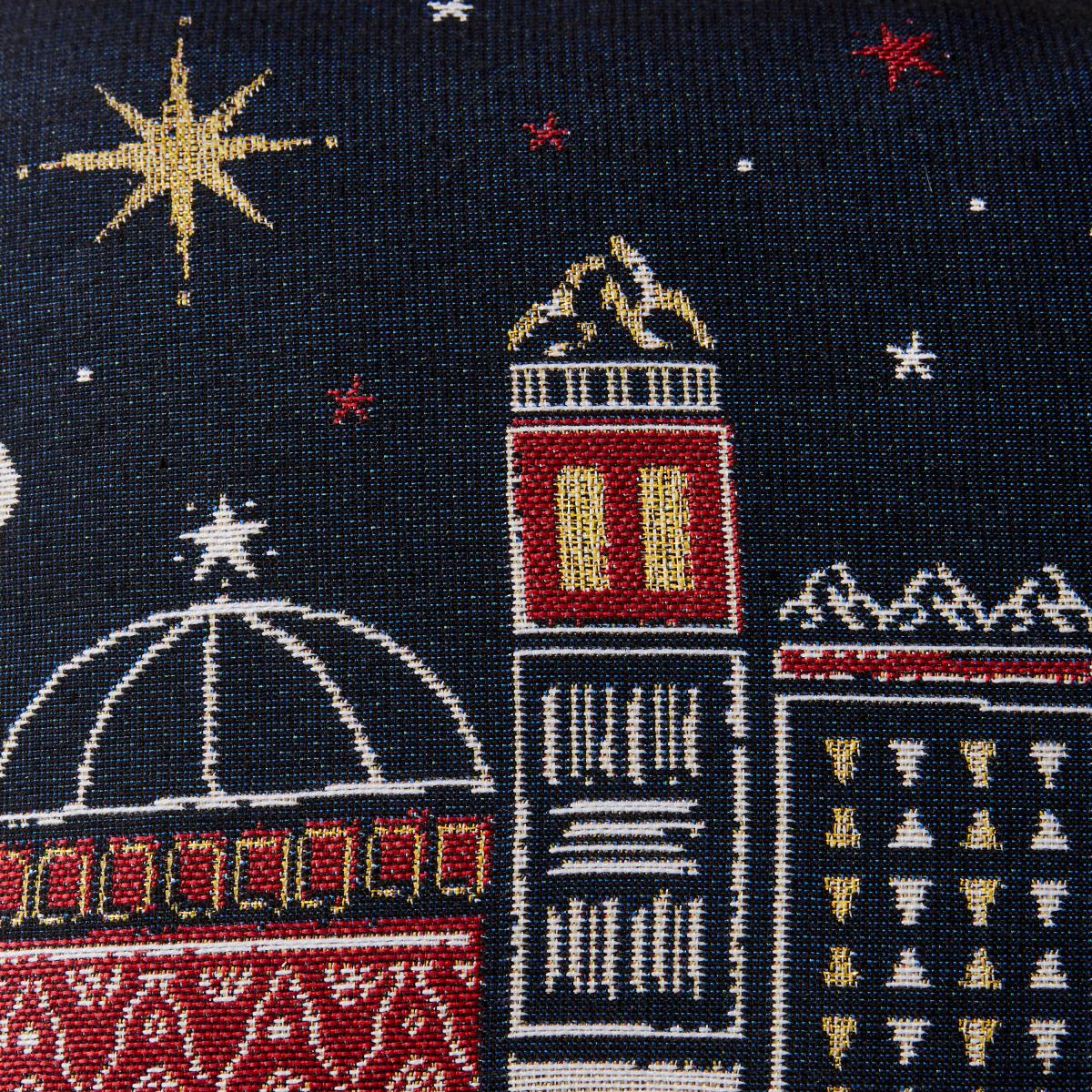 Festive Traveller Houses Tapestry Cushion MultiColoured – image 3