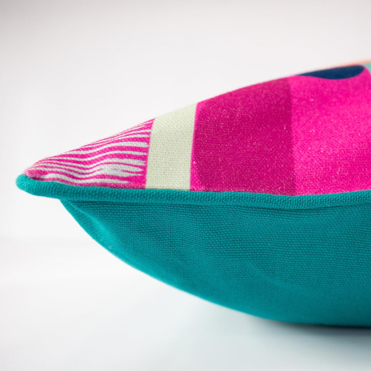 Barcelona Fuchsia Cushion Pink, Green and Yellow – image 2