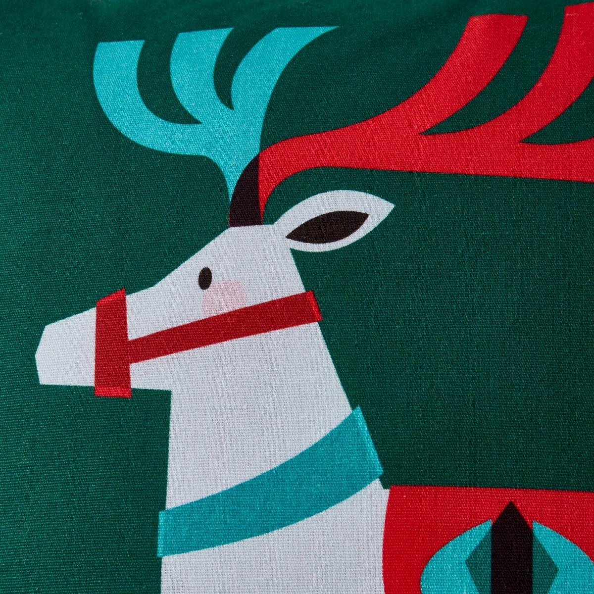 Printed Reindeer Cushion MultiColoured – image 3